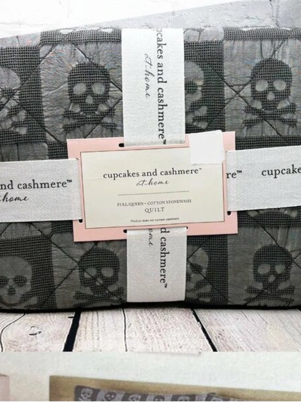 Cupcakes and Cashmere Skull Checkerboard Stonewash Quilt Full/Queen Halloween